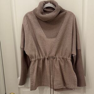 Varley Taupe Cowl Neck Sweater/Sweatshirt
